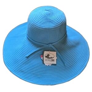 San Diego Hat Company Ribbon Packable Travel UPF 50+ XL Brim Sun Hat Blue